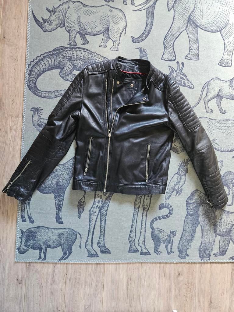 Leren jas (schaapsleer) XL (valt als L) zgan, Ophalen of Verzenden, Zo goed als nieuw, Zwart