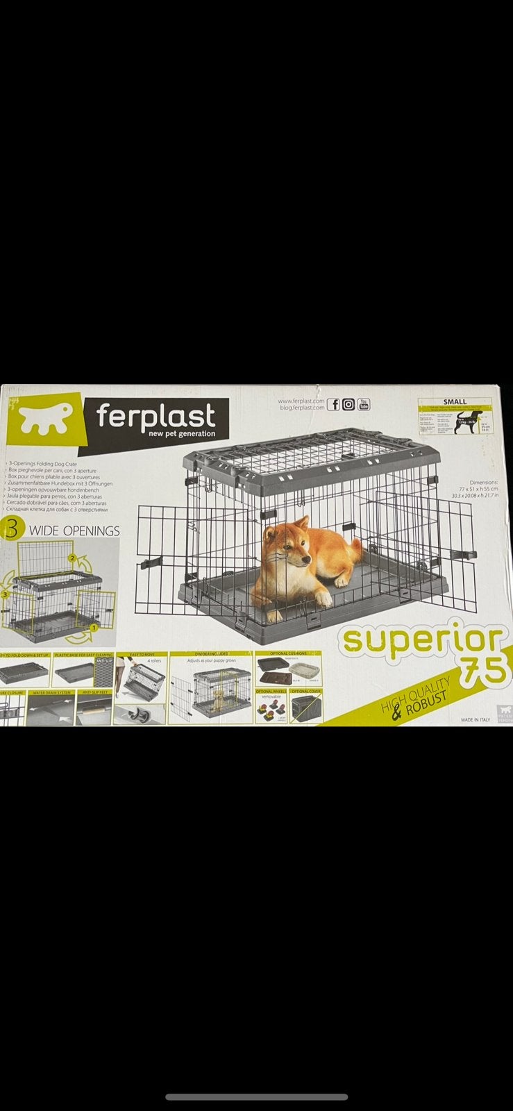 Ferplast HondenBench Superior 75, Dieren en Toebehoren, Ophalen, Nieuw
