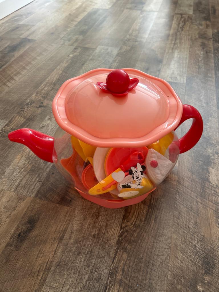 Minnie Mouse theeservies in theepot, Ophalen of Verzenden, Zo goed als nieuw, Babypop