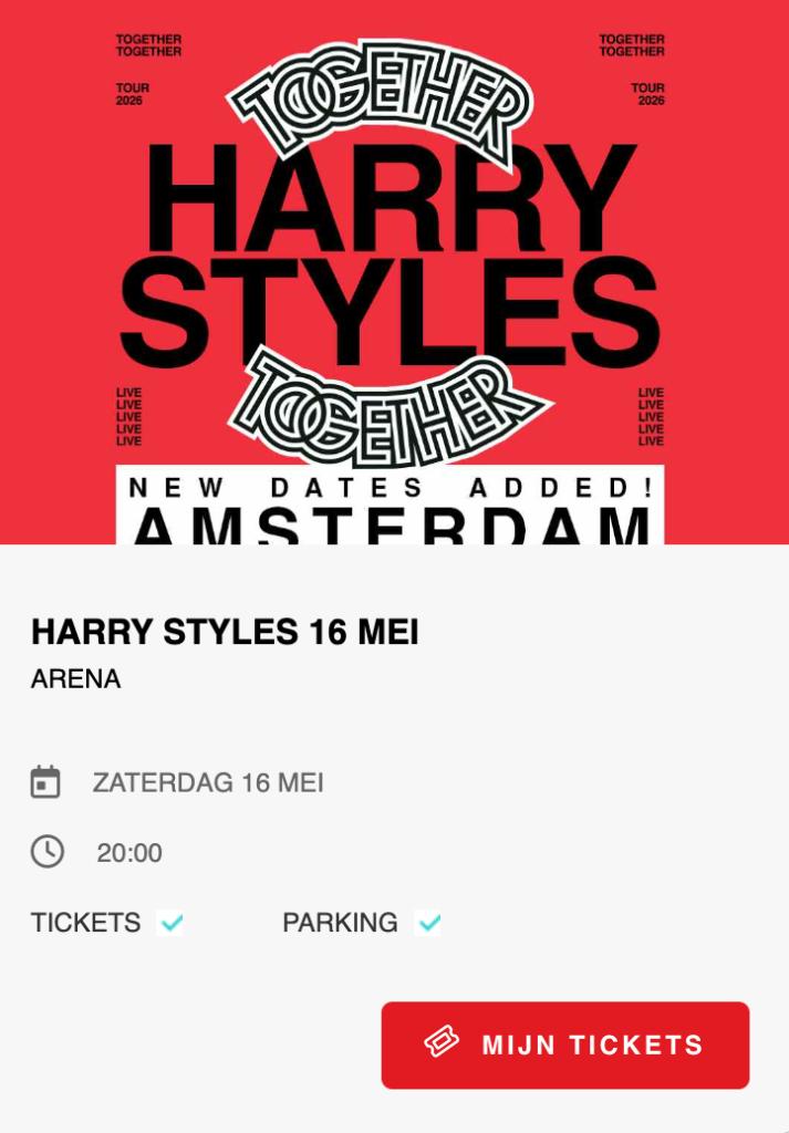 HARRY STYLES - zaterdag 16 mei, Tickets en Kaartjes, Eén persoon, Mei