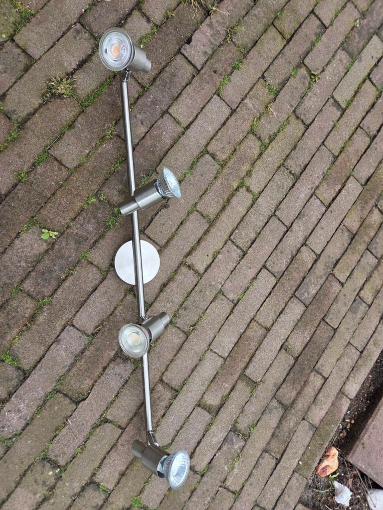 Moderne spotjes lamp - 4 spots, metaal, Ophalen, Gebruikt, Metaal of Aluminium, Modern
