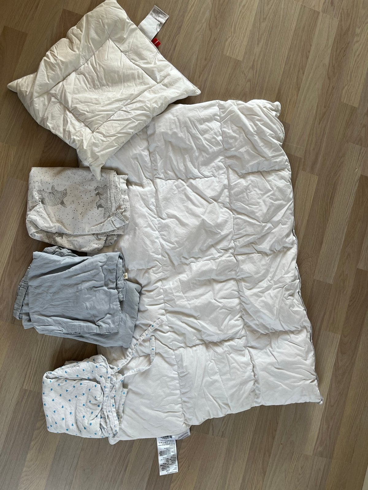 Dons dekbed met kussen en 3 overtreksets voor baby/kinderwag, Ophalen, Gebruikt, Overige merken, Kinderwagen