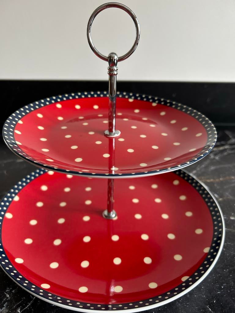 Etagere rood met witte stippen, Ophalen of Verzenden, Zo goed als nieuw