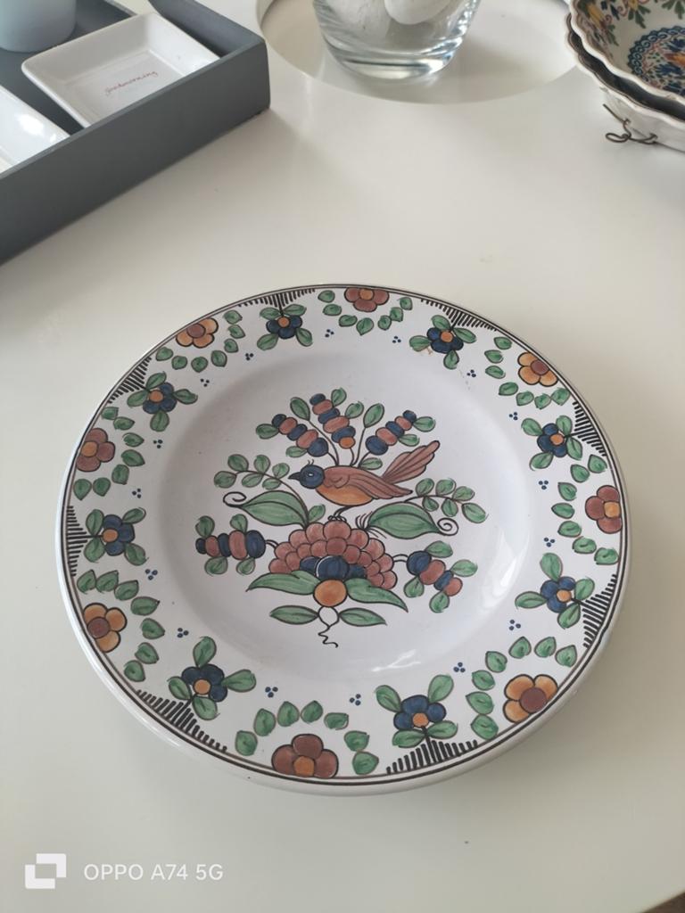 Makkummer bordje 19-A4 met vogelafbeelding, Antiek en Kunst, Antiek | Wandborden en Tegels, Ophalen of Verzenden