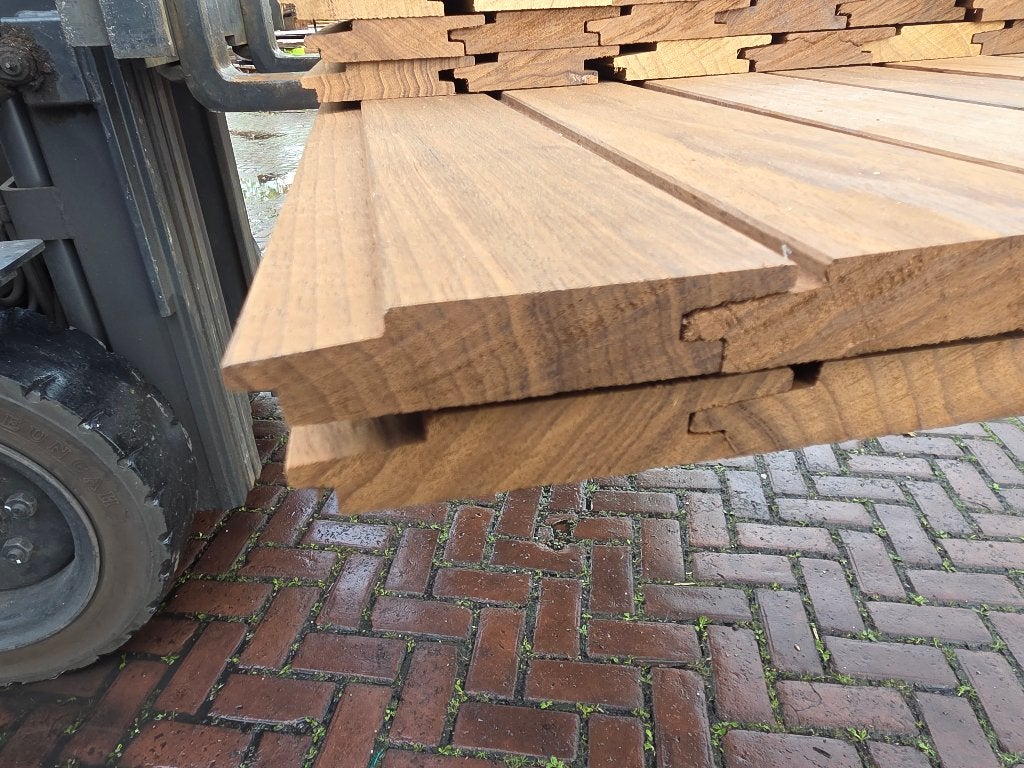 18 m2 Hardhouten rabat - geschaafd - nr: HP181, Tuin en Terras, Ophalen, Planken, Nieuw, Hardhout