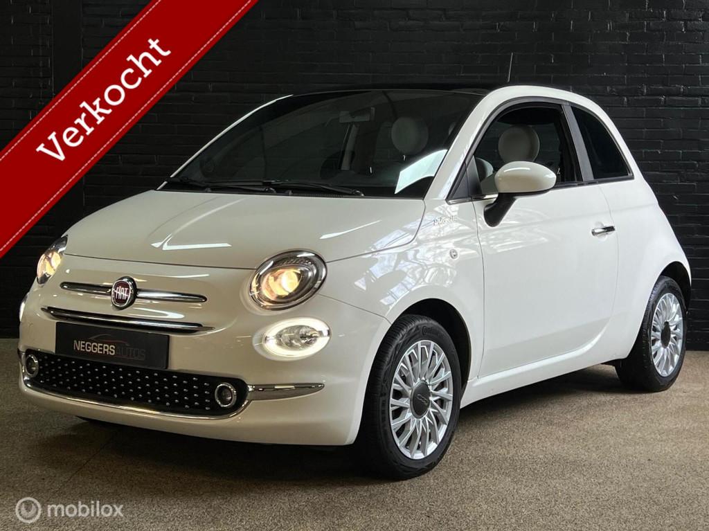 Fiat 500 1.0 Hybrid Dolcevita 1e Eigenaar PANO LED PDC LEDER, Auto's, Fiat, Gebruikt, 4 stoelen, Wit, Leder