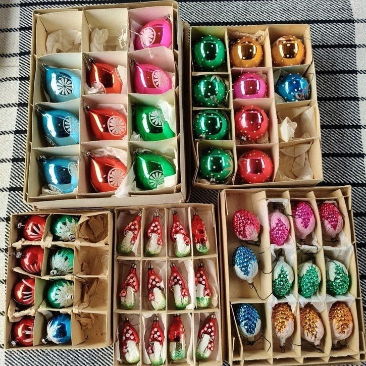 oude kerstversiering, vintage, brocante, retro, kerstballen, Ophalen of Verzenden