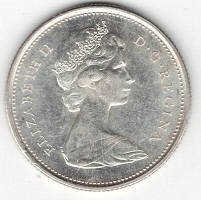 26-1011 Canada 25 cent 1967, Postzegels en Munten, Munten | Amerika, Ophalen of Verzenden, Noord-Amerika, Losse munt, Zilver