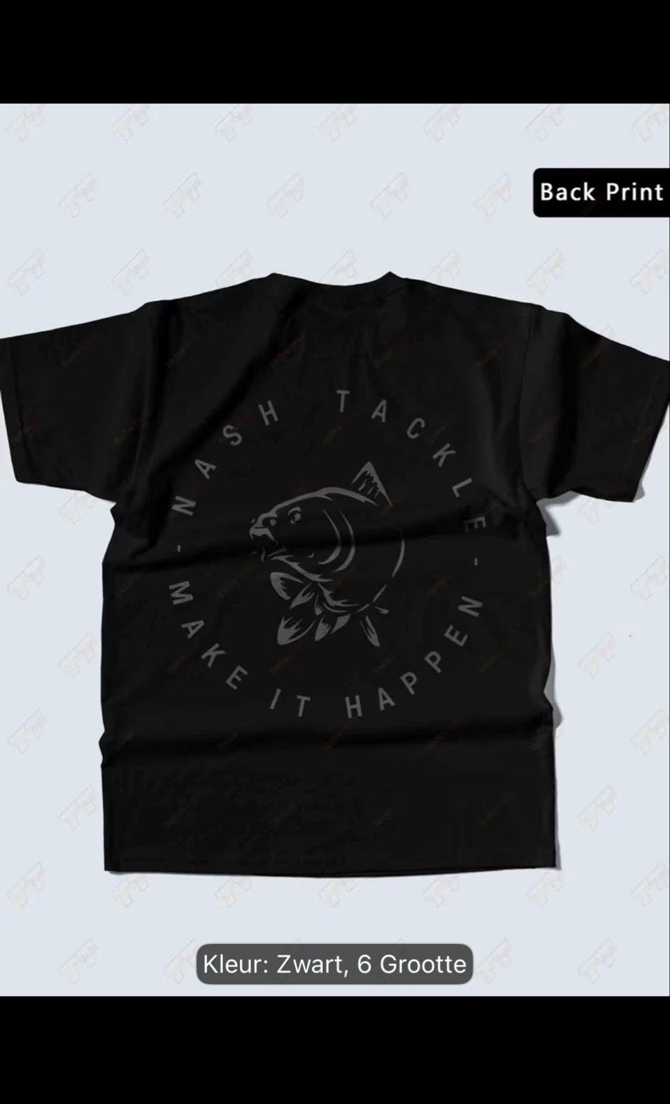 Nash Vis T-shirt - Zwart met Karper Print, Kleding | Heren, Ophalen of Verzenden, Zo goed als nieuw, Overige maten, Zwart