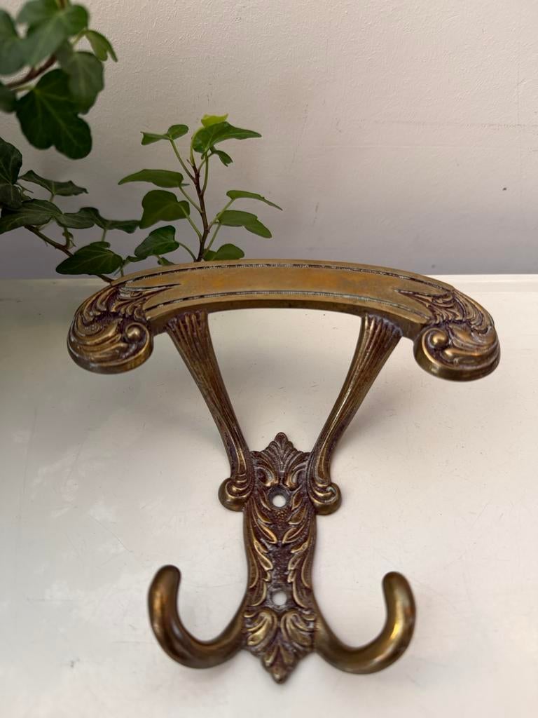 Vintage messing wandhaak ophanghaak, Ophalen of Verzenden