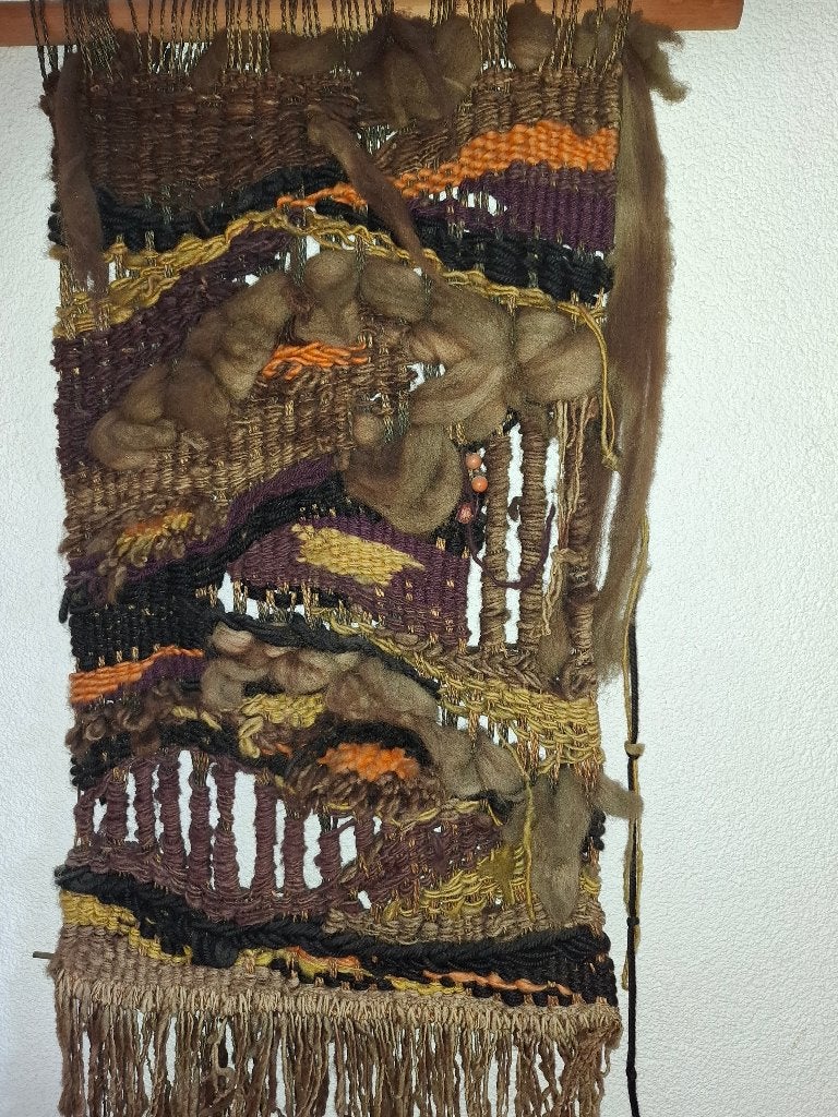 Wandkleed jaren 70  bruin/oranje, Ophalen, Gebruikt, 110 cm, Eigen ontwerp