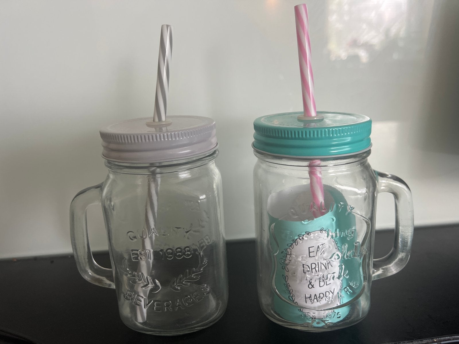 Nieuw Mason Jar drinkbekers met rietje - Set van 2, Ophalen of Verzenden, Zo goed als nieuw, Meerkleurig, Overige merken