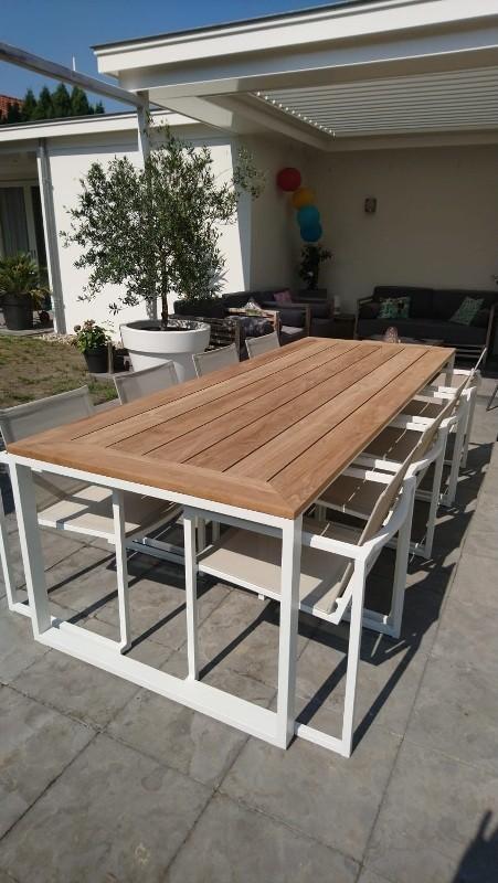 tuinset met teak afwerking luxe ook aluminium blad, Ophalen of Verzenden, Nieuw