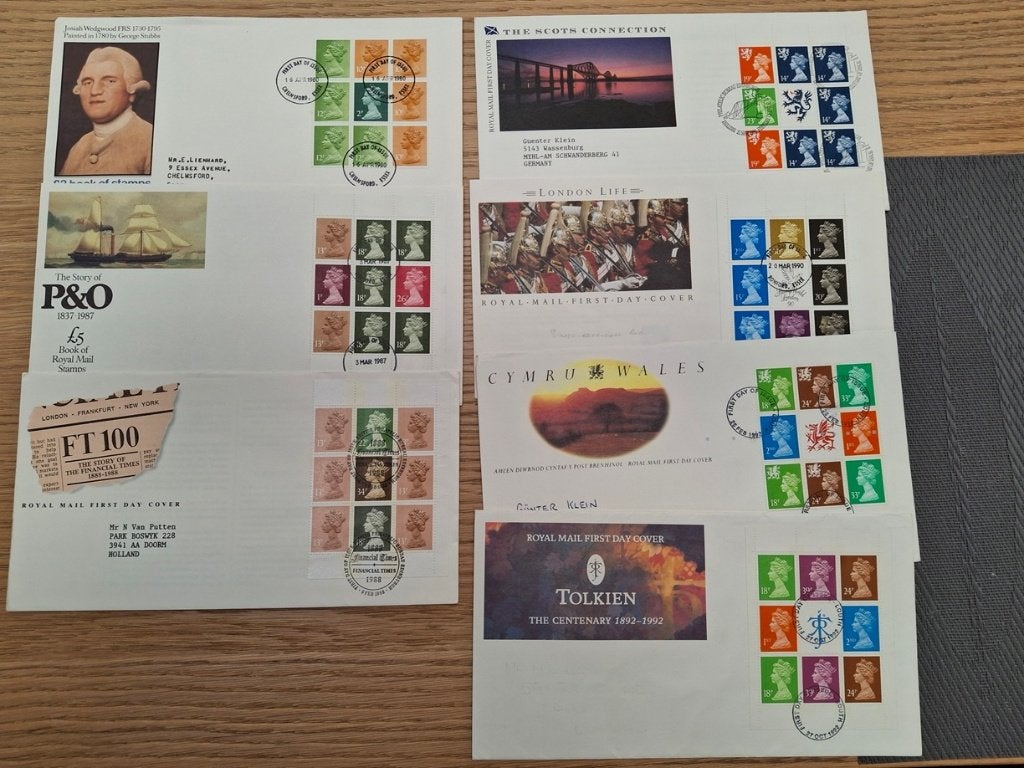 postzegel engeland panes uit prestige boekjes op fdc, Verzenden