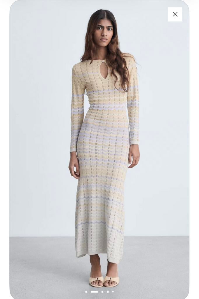 Mango ajour gebreide midi jurk met split  maat S nieuw, Kleding | Dames, Jurken, Overige kleuren, Nieuw, Ophalen of Verzenden