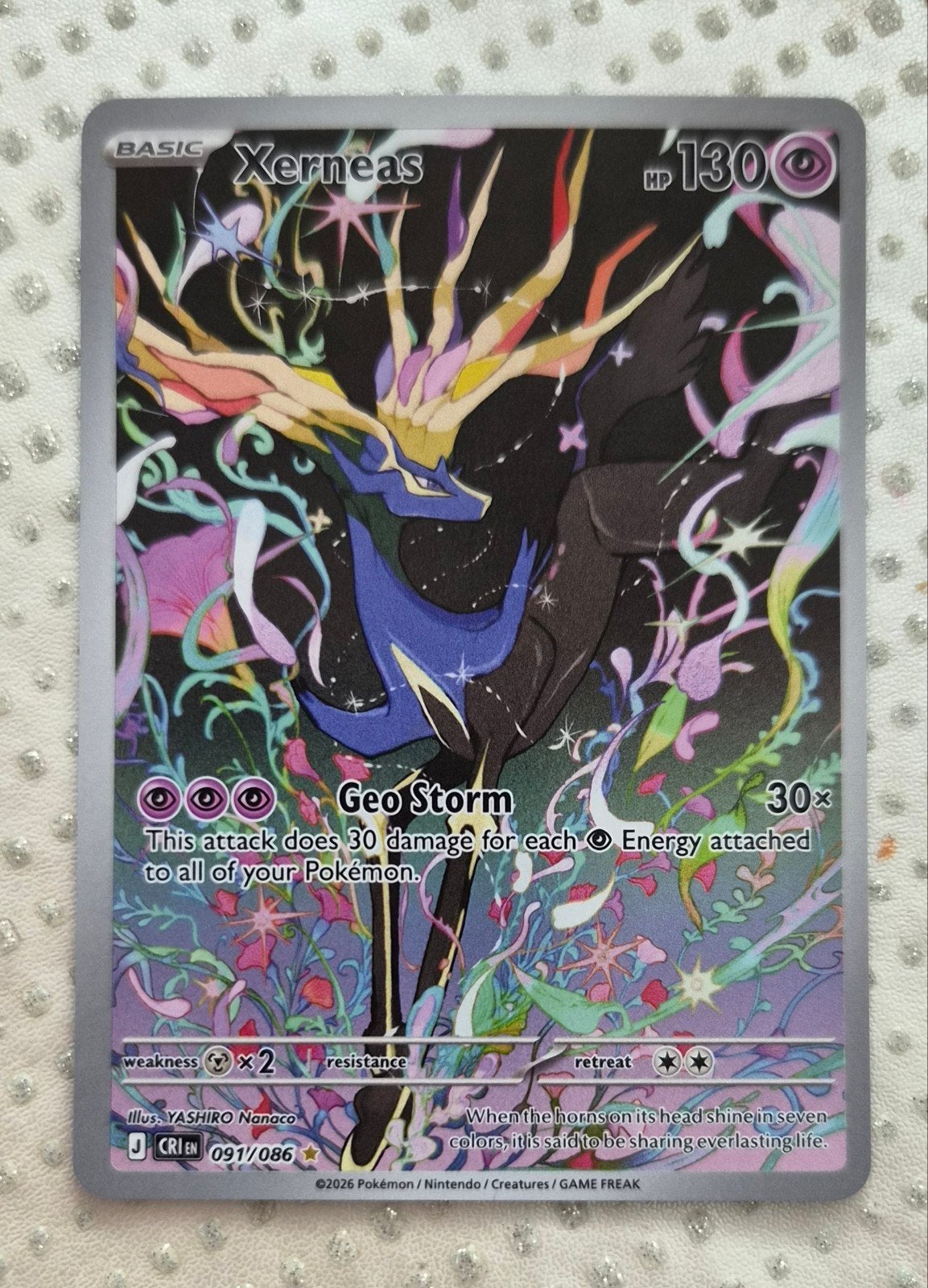 Xerneas Pokémon Kaart - Full Art - 091/086, Ophalen of Verzenden, Zo goed als nieuw, Losse kaart, Foil