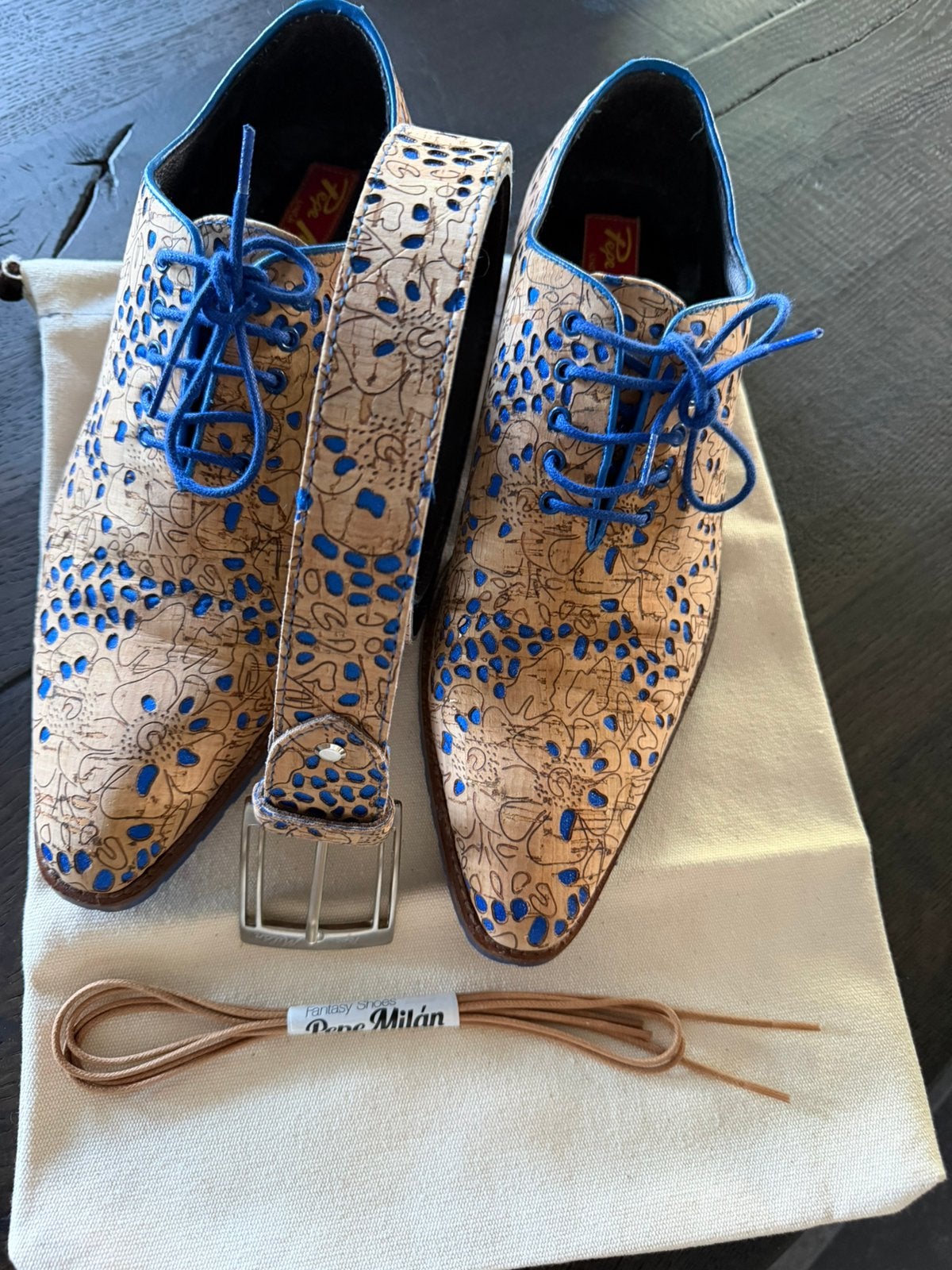 Heren schoenen en riem van kurk, Ophalen, Zo goed als nieuw, Bruin