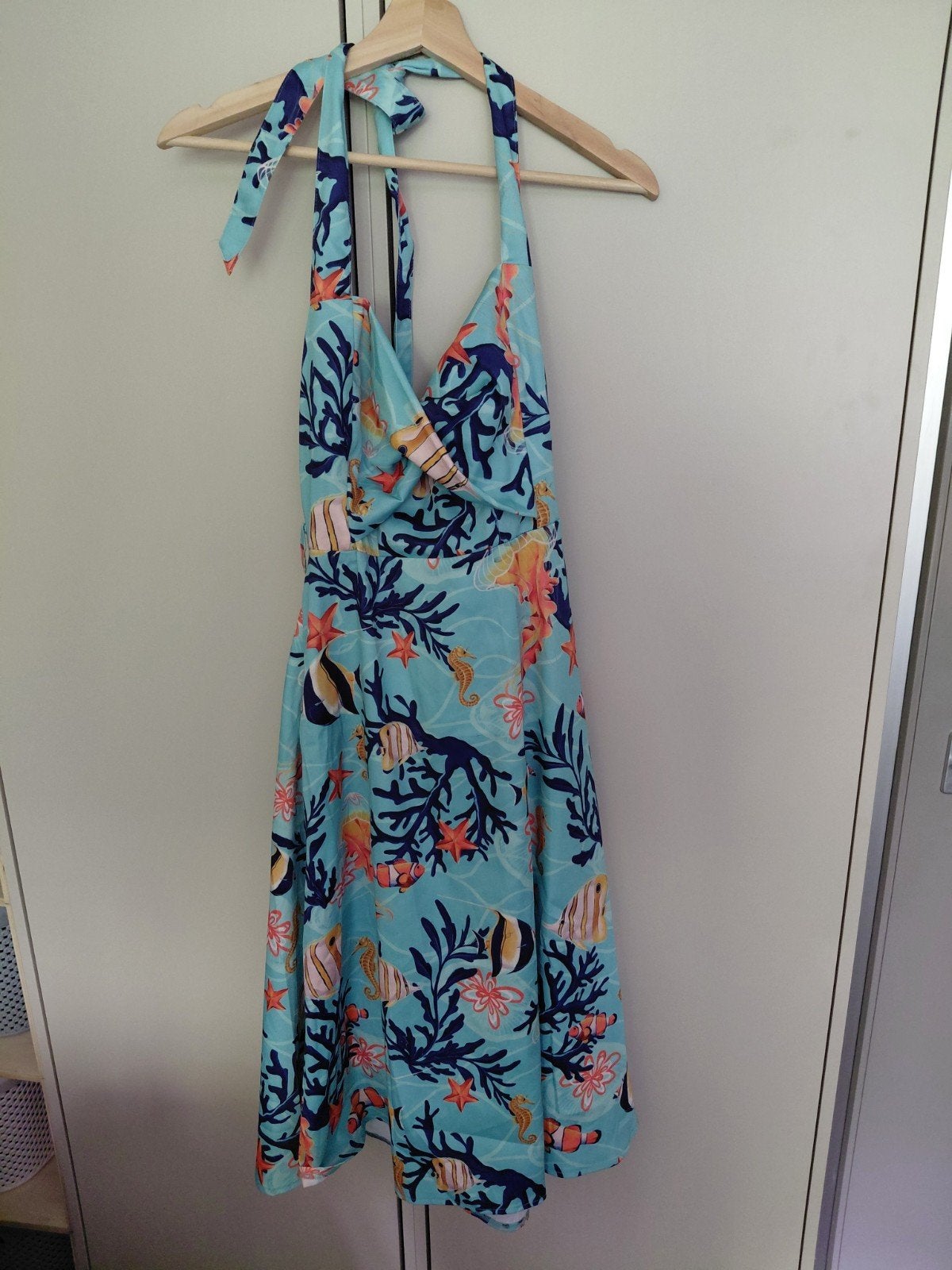 Vintage Voodoo Vixen jurk met onderwaterprint - Maat M, Blauw, Voodoo Vixen, Zo goed als nieuw, Knielengte