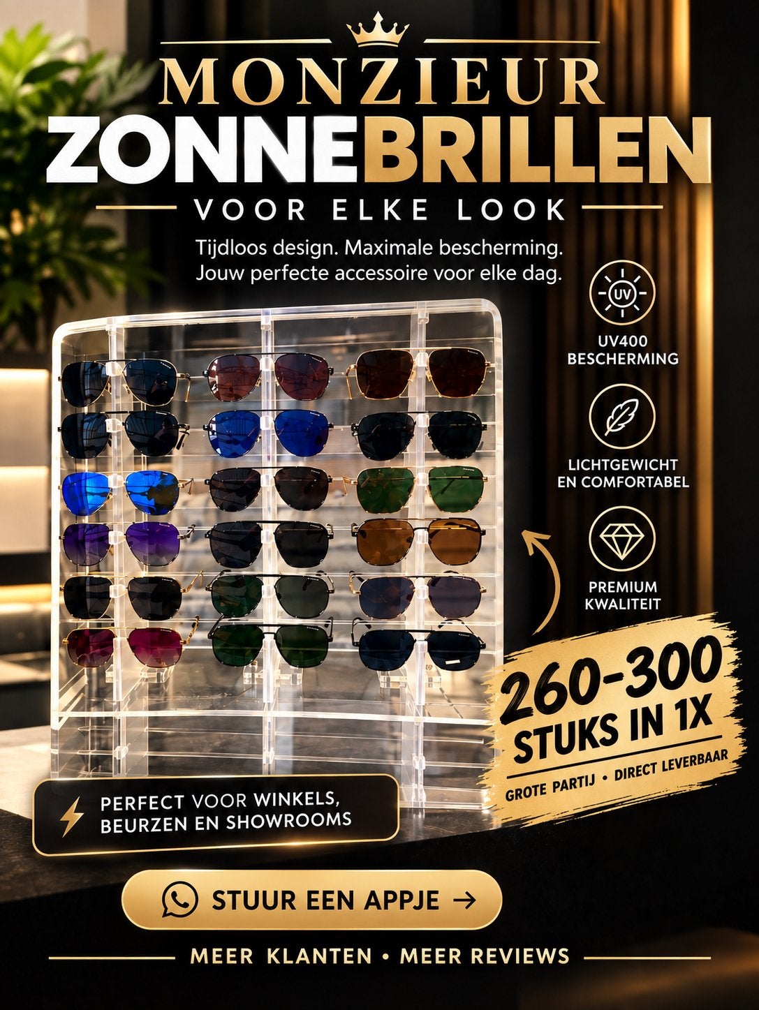 MONZIEUR Zonnebrillen. Partijgoederen 260-300 stuks, Overige merken, Zonnebril, Overige kleuren, Nieuw