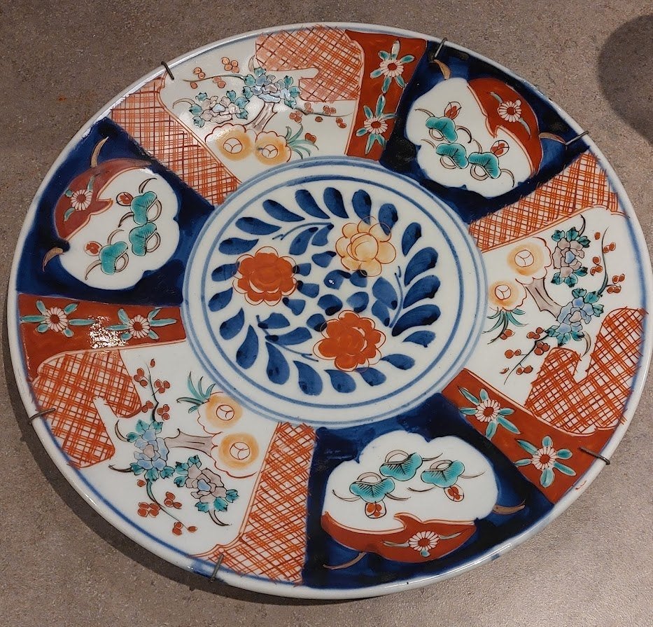 Antiek Imari-porseleinen wandbord 35cm, Antiek en Kunst, Ophalen of Verzenden