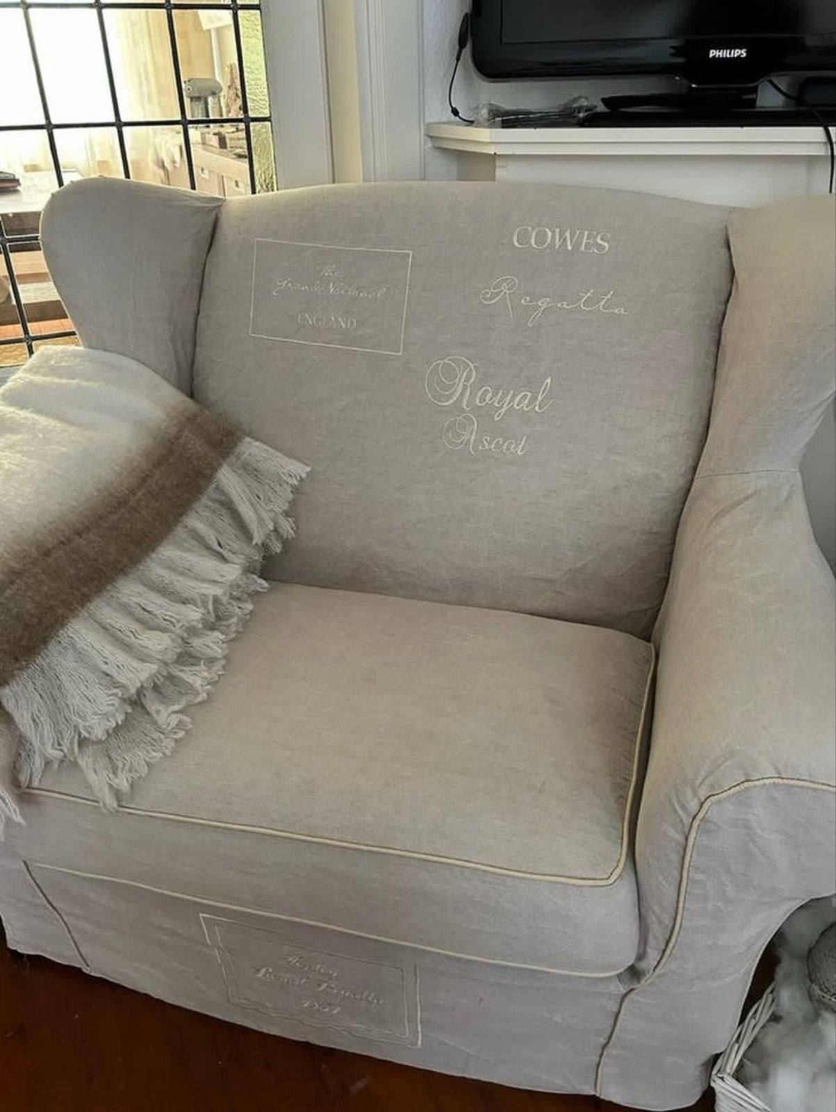 Riviera Maison love seat beige, Gebruikt, Verzenden, 75 tot 100 cm, Riviera Maison