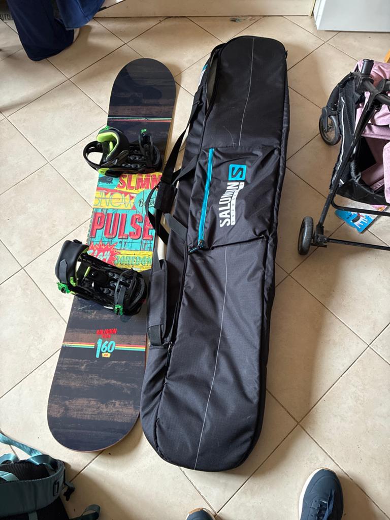 Snowboard met bindingen en tas - Salomon Pulse 160, Sport en Fitness, Snowboarden, Ophalen, Gebruikt, Board