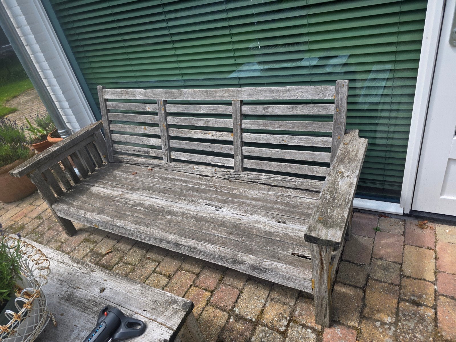 Gratis steigerhout tuinbank opknapper, Tuin en Terras, Ophalen, Gebruikt, Hout