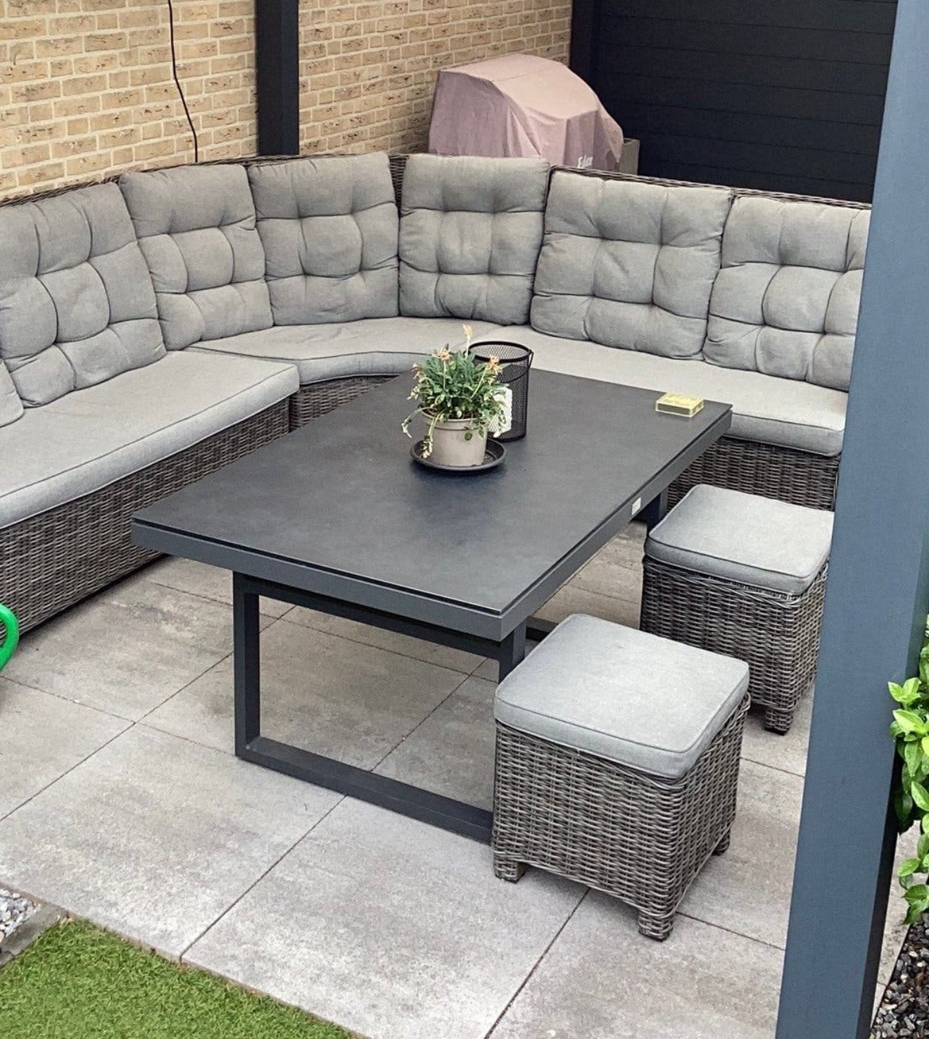 Nette HOGE MODEL Tuinset Loungeset + 2 krukjes, Ophalen, Zo goed als nieuw, Loungeset, Wicker