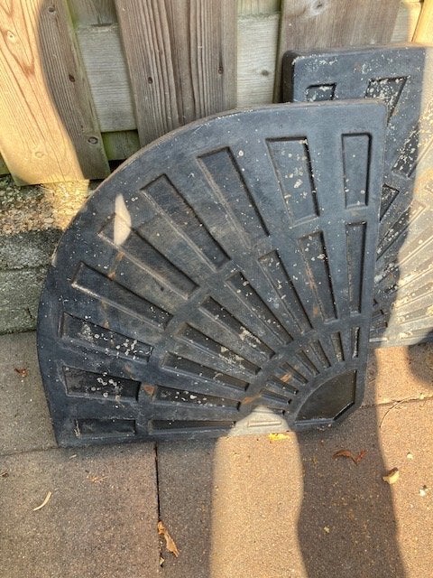 parasol voet plus 2 beton parasol tegels, Ophalen, Gebruikt, Kantelbaar, Parasolvoet