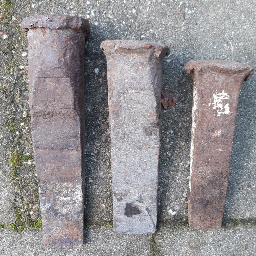 3 antieke handgesmede kloofkeilen. 25-21,5-19cm. Set van 3:, Antiek en Kunst, Ophalen of Verzenden