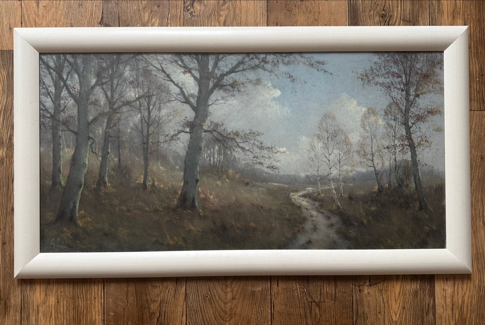 Gerard Cox - Bosgezicht met berkenbomen (110x60 cm), Ophalen, Realistisch, Gesigneerd, Landschap