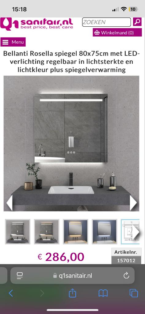 Spiegel met spiegelverwarming en led verlichting div standen, Ophalen of Verzenden, Nieuw
