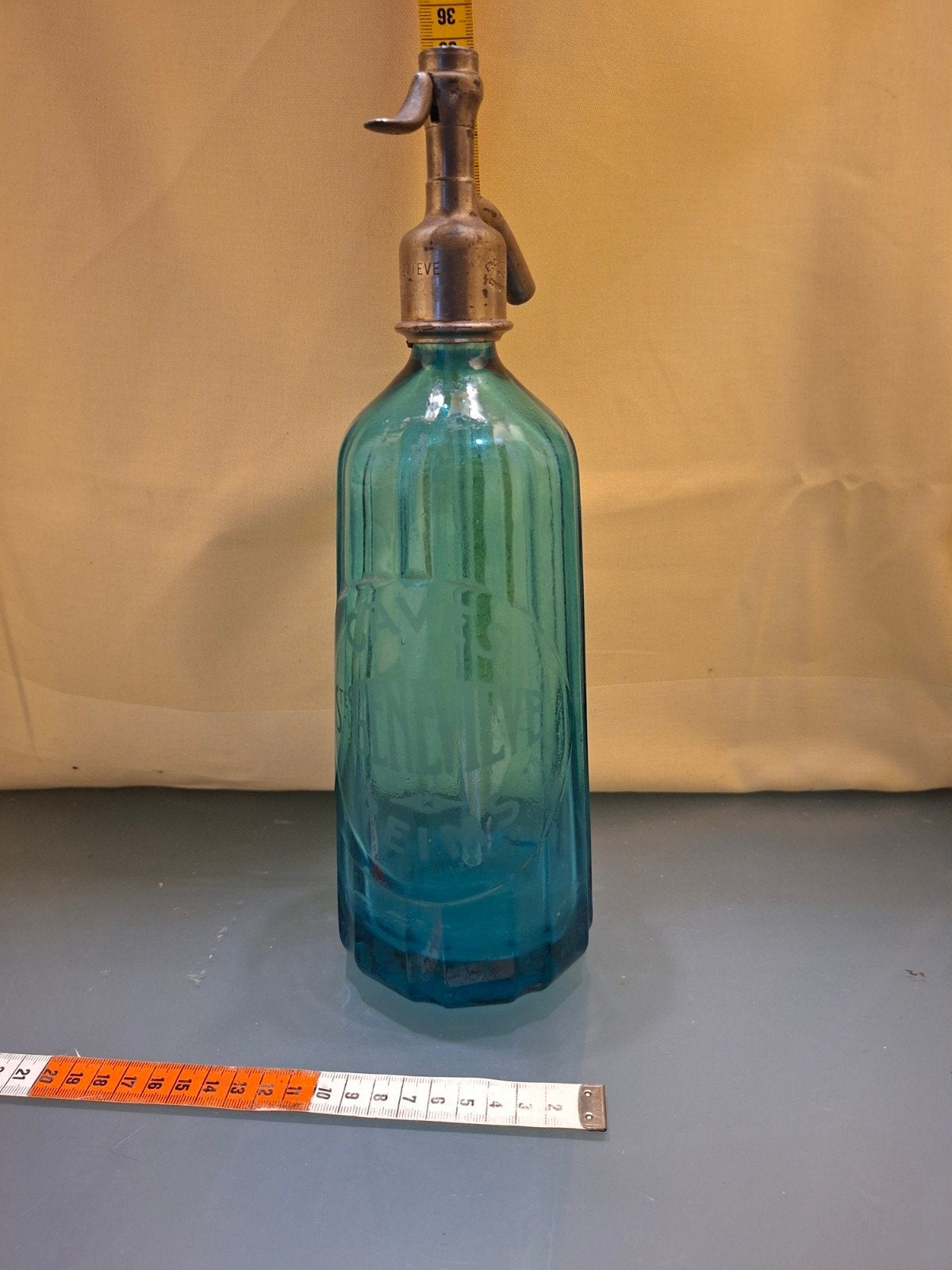 Antieke blauwe uranium spuitfles, Antiek en Kunst, Ophalen of Verzenden