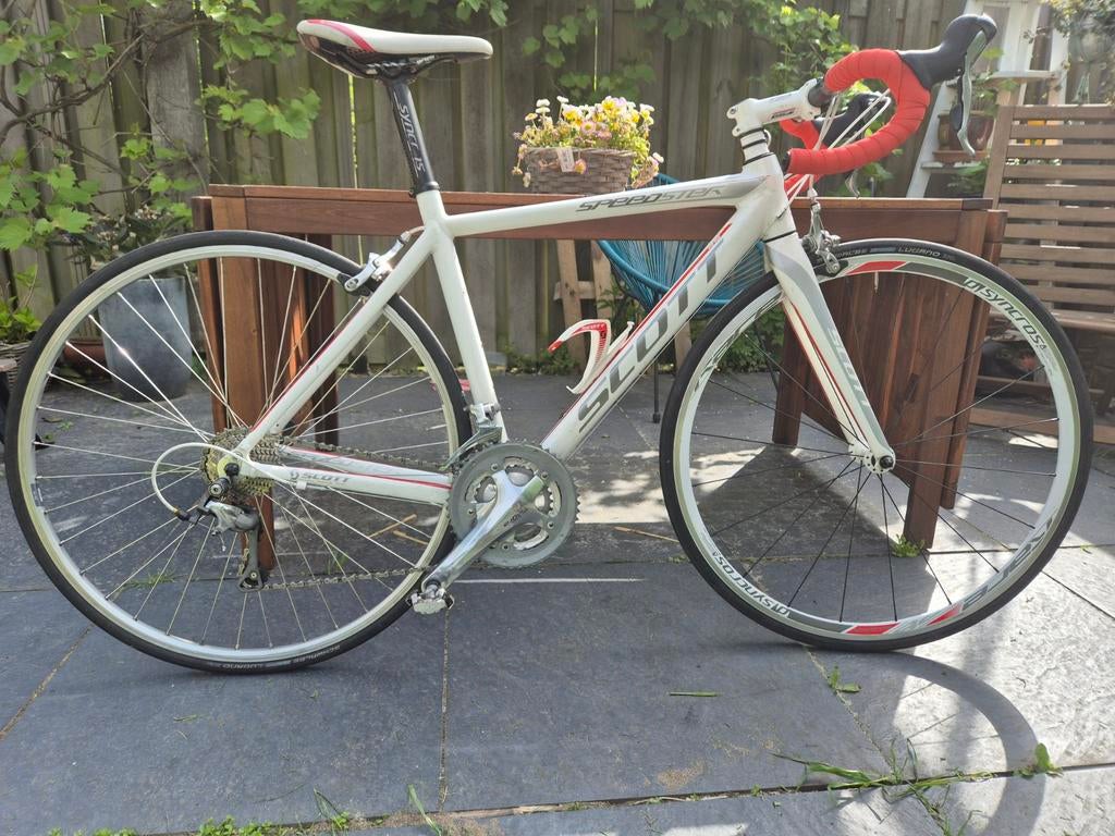 Scott dames racefiets framemaat 50, Fietsen en Brommers, Fietsen | Racefietsen, 28 inch, Gebruikt, Velgrem, Aluminium