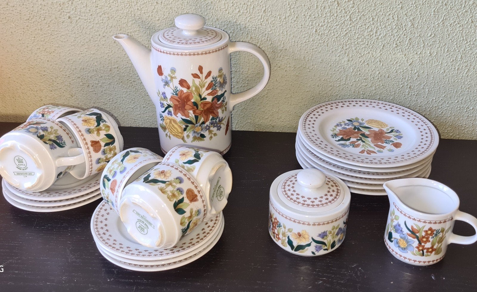 Vintage Kahla Servies - Bloemenpatroon - Made in GDR, Ophalen, Overige merken, Vintage, Zo goed als nieuw