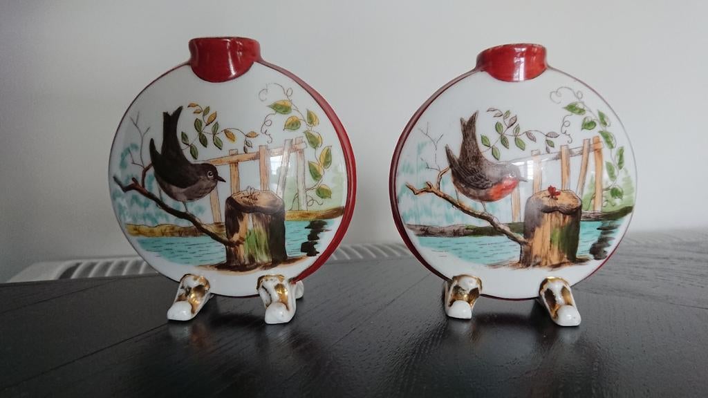 Antieke biedermeier/ bruidsvaasjes, Ophalen of Verzenden