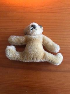 STEIFF Miniatuur beertje Lengte 7 cm,  breedte 9 cm Vintage, Ophalen of Verzenden, Gebruikt, Stoffen beer, Steiff
