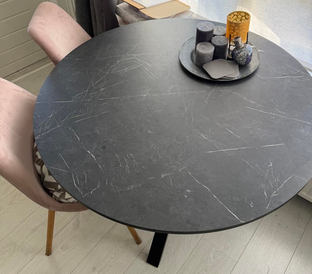 IKEA Mariedamm Ronde Tafel Marmerlook - Zo Goed als Nieuw, Ophalen, Overige materialen, 100 tot 150 cm, Rond
