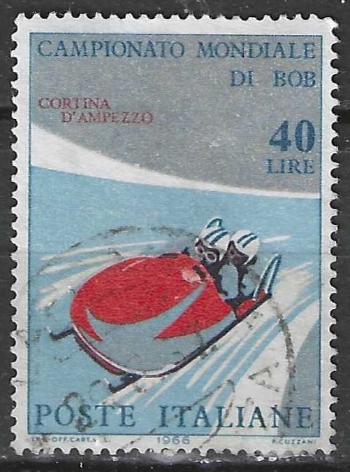 Italie 1966 - Yvert 938 - Kampioenschappen Bobslee  (ST), Verzenden, Gestempeld