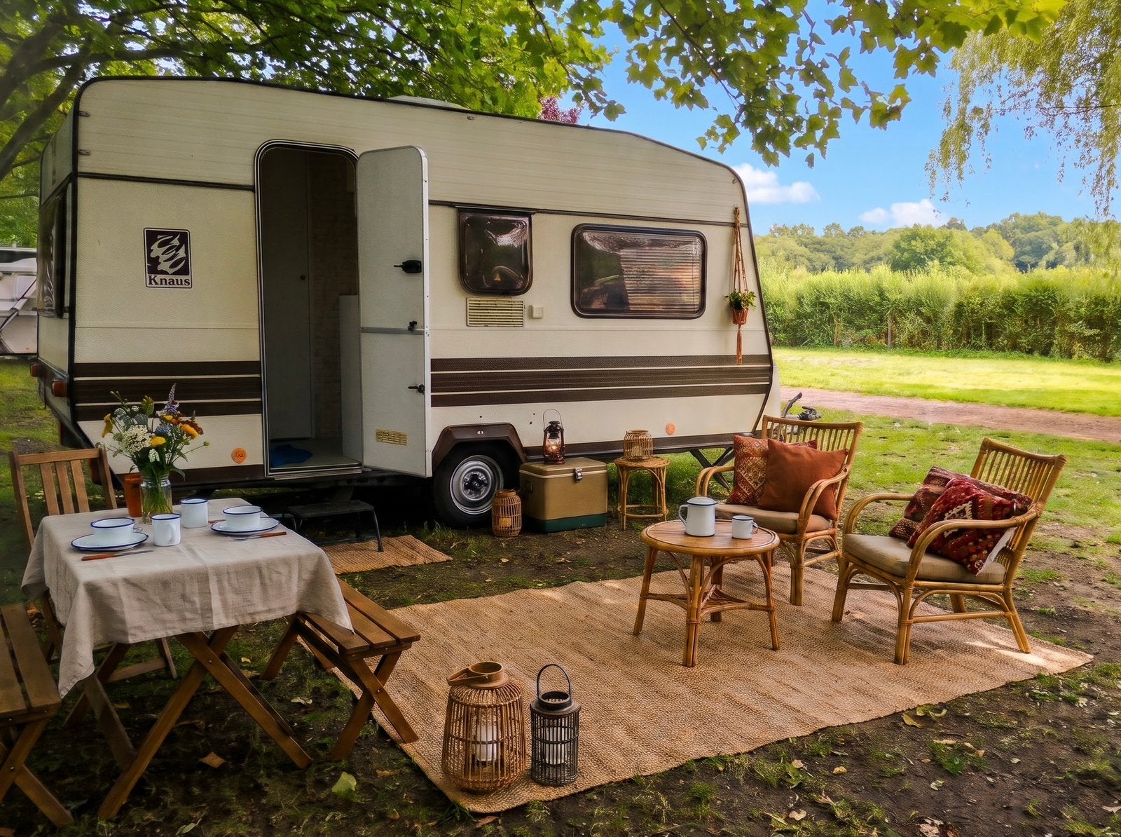 Knaus Sudwind 8203 vintage retro 4p caravan met stapelbed, Caravans en Kamperen, Particulier, 500 - 750 kg, Knaus, Vast bed