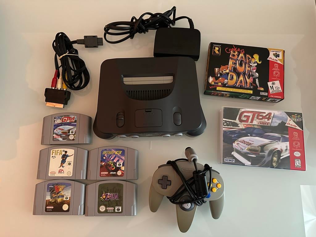 Nintendo 64 Console met 5 Spellen en Originele Accessoires, 1 speler, Ophalen of Verzenden, Gebruikt, Vanaf 3 jaar
