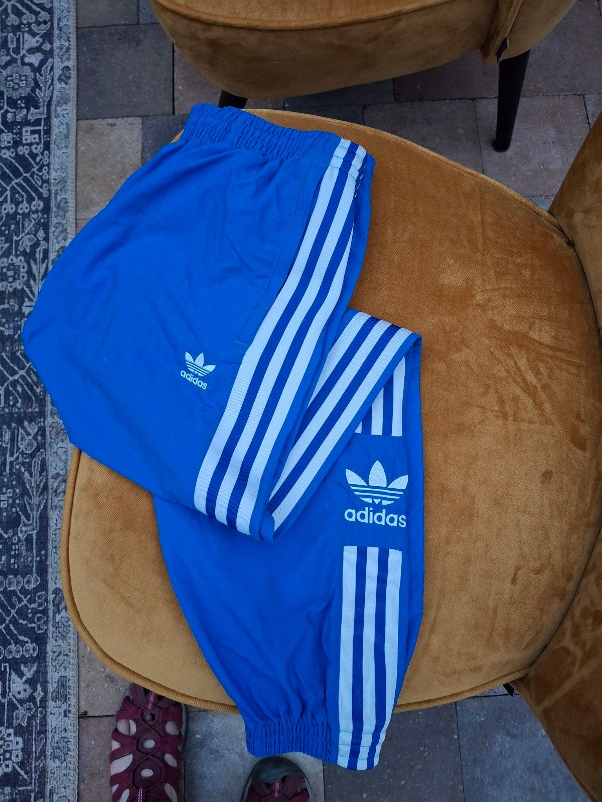 Adidas Sportbroek - Blauw met Witte Strepen, Maat 38/40 (M), Ophalen of Verzenden, Fitness of Aerobics, Gedragen