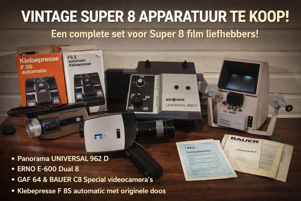 Complete vintage Super 8 set, Ophalen, 8mm, Camera