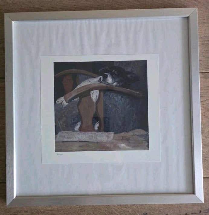 Pieter Pander - Giclée op papier - Hond op stoel, Antiek en Kunst, Ophalen of Verzenden