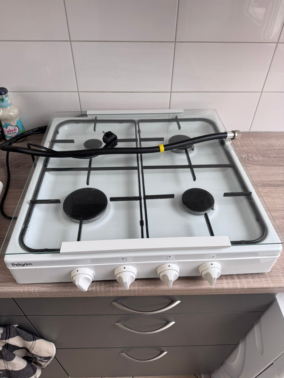 Pelgrim 4-pits gaskookplaat met glazen afdekplaat, Ophalen, Minder dan 85 cm, 4 kookzones, Zo goed als nieuw