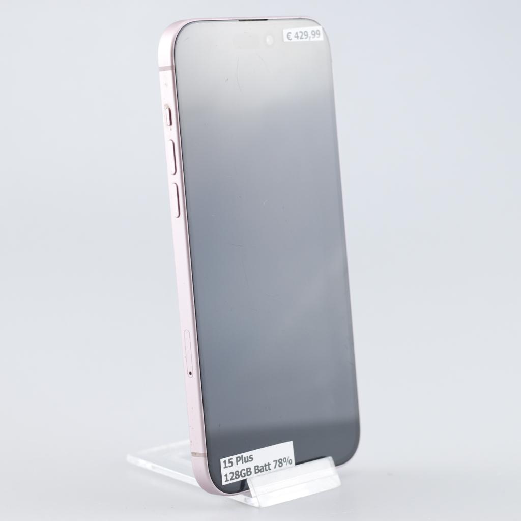 iPhone 15 Plus 128GB Roze Batt. 78%, Telecommunicatie, Mobiele telefoons | Apple iPhone, Apple, Zo goed als nieuw, Support@apple.com