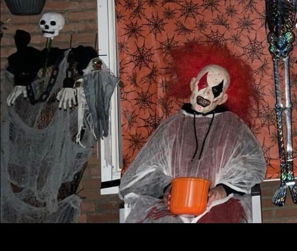 Griezelige Clown Masker en Kostuum - Halloween/Carnaval, Ophalen of Verzenden, Zo goed als nieuw, Kostuum, Halloween of Griezel