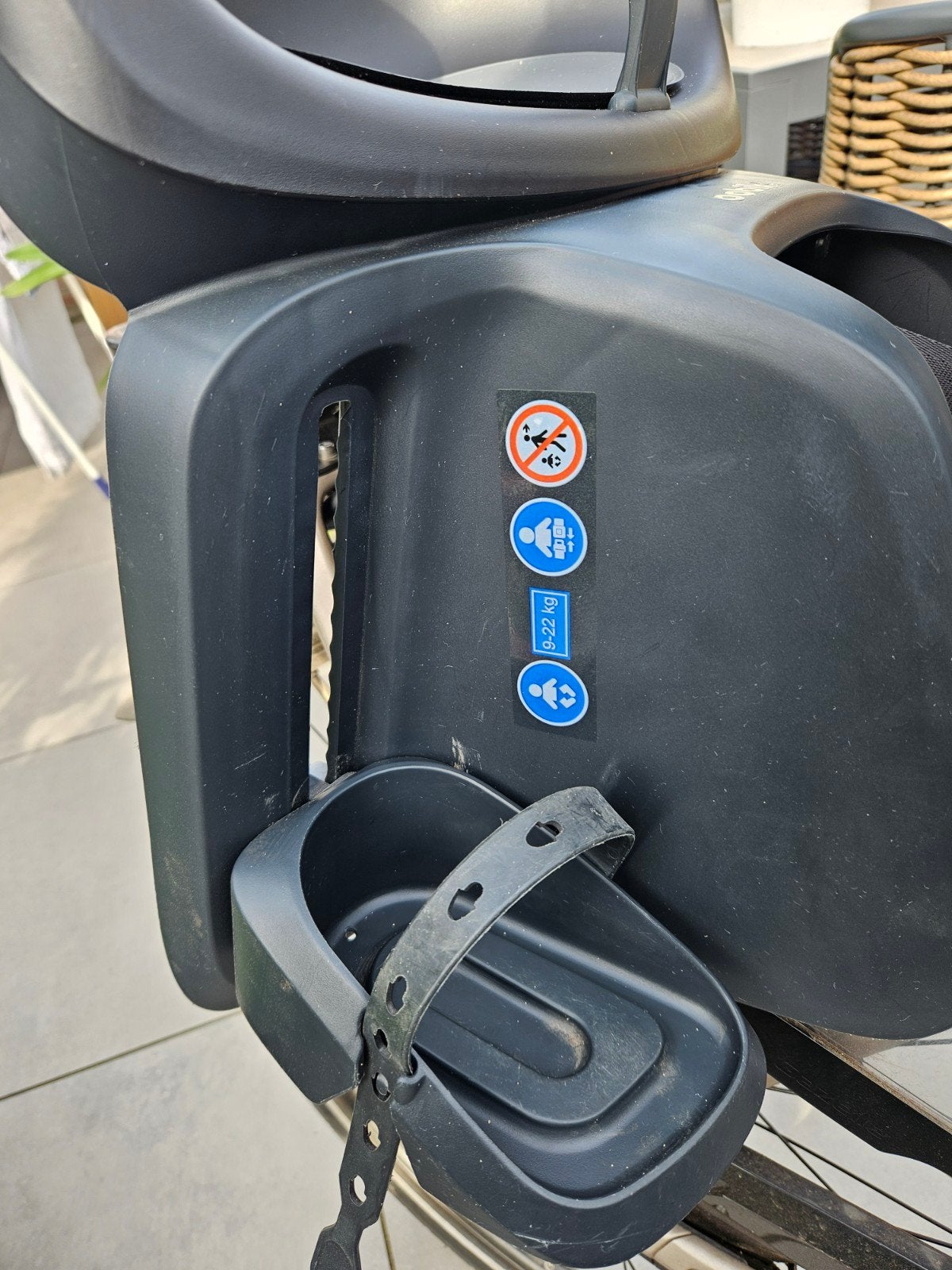 Bobike Fietszitje Achter - Zwart, Ophalen, Achterzitje, Voetsteuntjes, Zo goed als nieuw