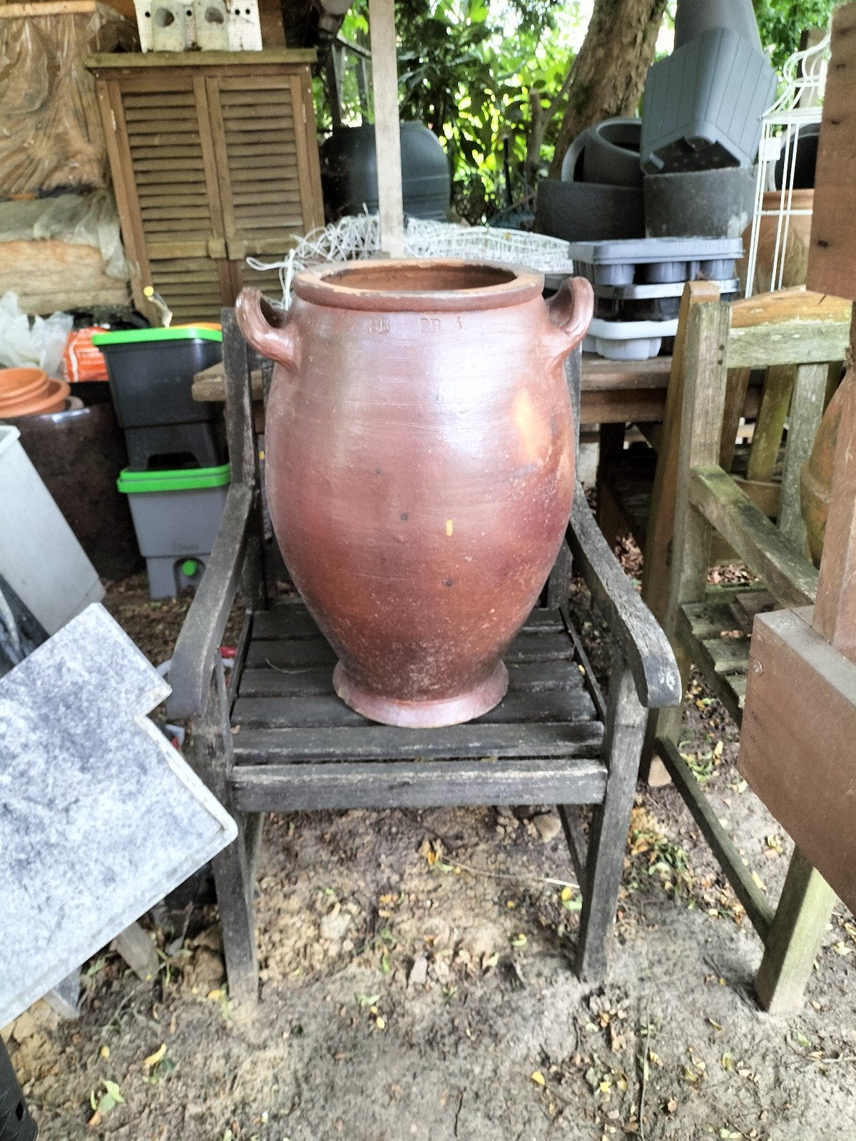 Grote Aardewerk Bloempot met Handvatten, Ophalen, Gebruikt, Rond, Minder dan 40 cm
