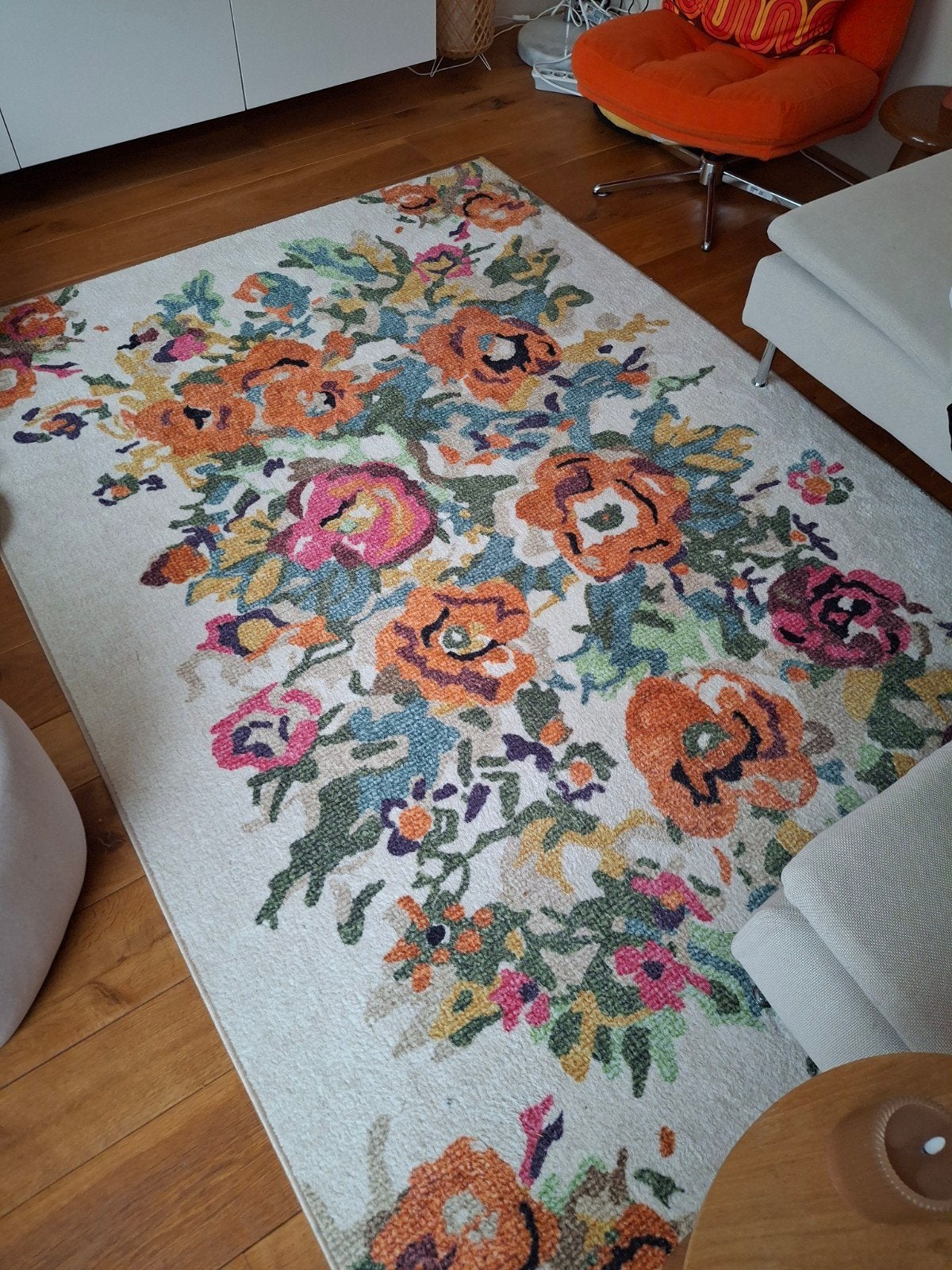 Fleurig Vintage Vloerkleed Karwei 160x230, Gebruikt, 150 tot 200 cm, 200 cm of meer, Vintage, Fleurig, Bloemenprint